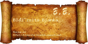 Blázsits Bianka névjegykártya